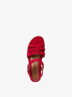 Tamaris Sandale A Talon En Cuir - Rouge | Des Sandales