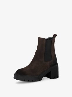 Tamaris Bottine Chelsea En Cuir - Marron | Bottines