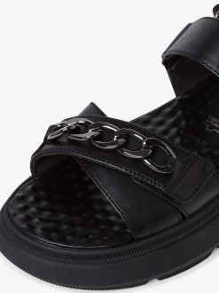 Tamaris Sandale A Talon En Cuir - Noir | Des Sandales