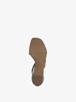 Tamaris Sandale A Talon En Cuir - Beige | Des Sandales