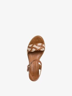 Tamaris Sandale A Talon En Cuir - Marron | Des Sandales