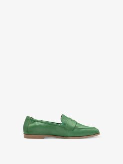 Tamaris Babouche En Cuir - Vert | Chaussures Basses Et Pantoufles