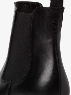 Tamaris Bottine Chelsea En Cuir - Noir | Bottines