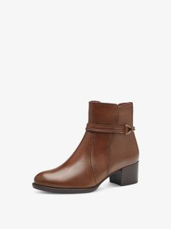 Tamaris Bottine En Cuir - Marron | Bottines