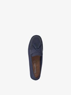 Tamaris Mocassin En Cuir - Bleu | Chaussures Basses Et Pantoufles