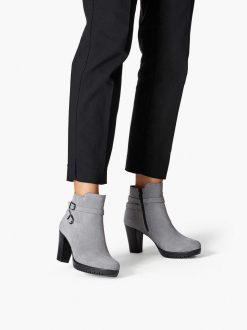 Tamaris Bottine En Cuir - Gris | Bottines