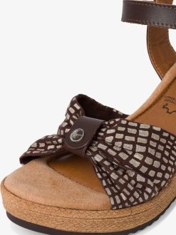 Tamaris Sandale A Talon En Cuir - Marron | Des Sandales