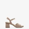 Tamaris Sandale A Talon En Cuir - Beige | Des Sandales