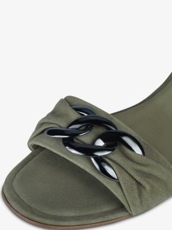 Tamaris Sandale A Talon En Cuir - Vert | Des Sandales