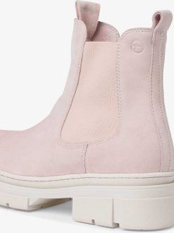 Tamaris Bottine Chelsea En Cuir - Rose | Bottines