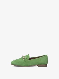 Tamaris Babouche En Cuir - Vert | Chaussures Basses Et Pantoufles