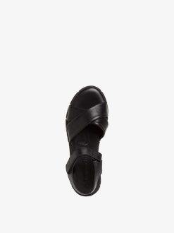 Tamaris Sandale A Talon En Cuir - Noir | Des Sandales