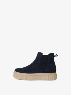 Tamaris Bottine Chelsea En Cuir - Bleu | Bottines