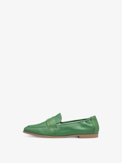 Tamaris Babouche En Cuir - Vert | Chaussures Basses Et Pantoufles