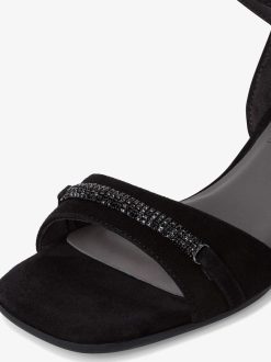 Tamaris Sandale A Talon En Cuir - Noir | Des Sandales