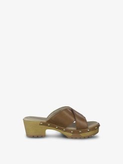 Tamaris Mule En Cuir - Marron | Mules