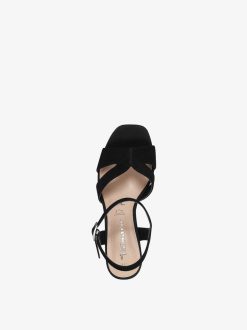 Tamaris Sandale A Talon En Cuir - Noir | Des Sandales