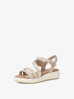 Tamaris Sandale En Cuir - Beige | Des Sandales