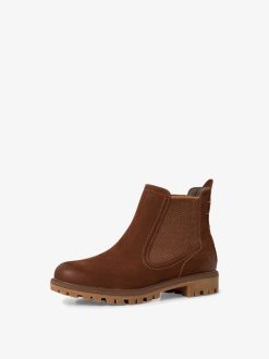 Tamaris Bottine Chelsea En Cuir - Marron | Bottines