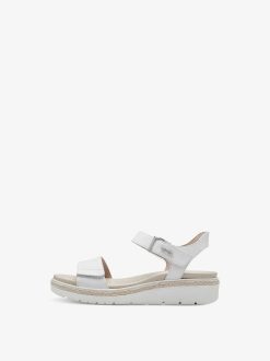 Tamaris Sandale A Talon En Cuir - Blanc | Des Sandales