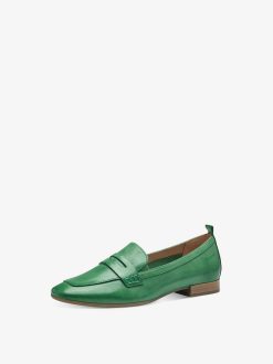 Tamaris Babouche En Cuir - Vert | Chaussures Basses Et Pantoufles