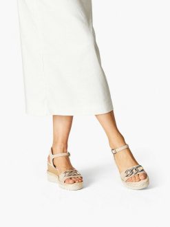 Tamaris Sandale A Talon En Cuir - Beige | Des Sandales