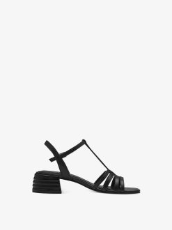 Tamaris Sandale A Talon En Cuir - Noir | Des Sandales