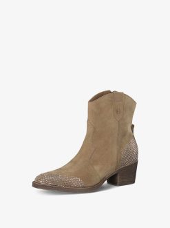 Tamaris Bottine En Cuir - Beige | Bottines