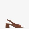 Tamaris Sandale A Talon En Cuir - Marron | Des Sandales