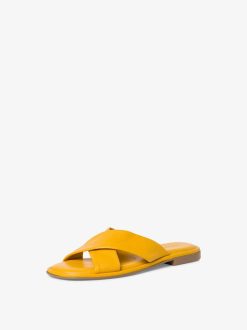 Tamaris Mule En Cuir - Jaune | Mules