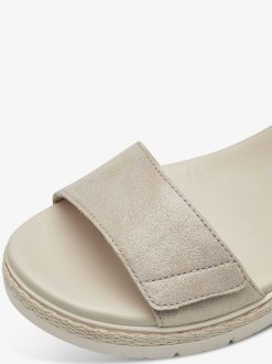 Tamaris Sandale A Talon En Cuir - Beige | Des Sandales