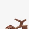 Tamaris Sandale A Talon En Cuir - Marron | Des Sandales