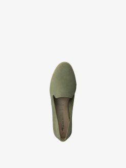 Tamaris Babouche En Cuir - Vert | Chaussures Basses Et Pantoufles