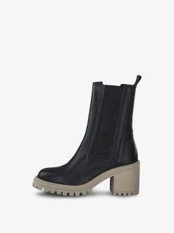 Tamaris Bottine Chelsea En Cuir - Noir | Bottines