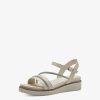 Tamaris Sandale A Talon En Cuir - Beige | Des Sandales