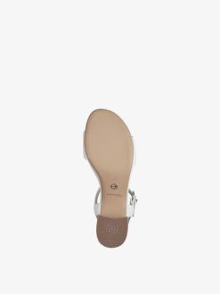 Tamaris Sandale A Talon En Cuir - Blanc | Des Sandales