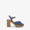 Tamaris Sandale A Talon En Cuir - Bleu | Des Sandales