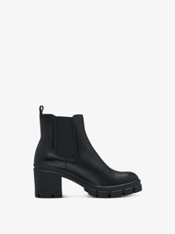 Tamaris Bottine Chelsea En Cuir - Noir | Bottines