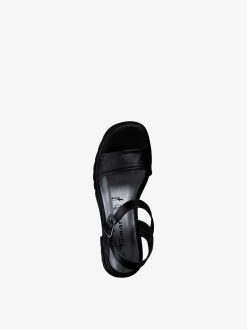 Tamaris Sandale A Talon En Cuir - Noir | Des Sandales