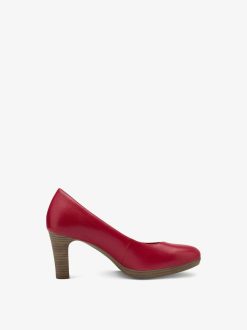 Tamaris Escarpins En Cuir - Rouge | Pompes