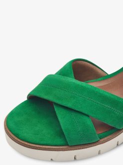 Tamaris Sandale A Talon En Cuir - Vert | Des Sandales