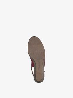 Tamaris Sandale A Talon En Cuir - Rouge | Des Sandales