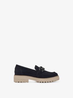 Tamaris Babouche En Cuir - Bleu | Chaussures Basses Et Pantoufles