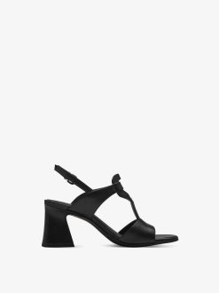 Tamaris Sandale A Talon En Cuir - Noir | Des Sandales