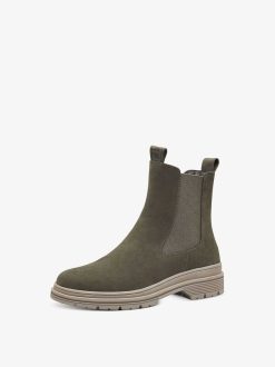 Tamaris Bottine Chelsea En Cuir - Vert | Bottines