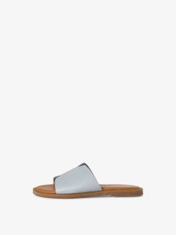 Tamaris Mule En Cuir - Bleu | Mules