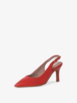 Tamaris Escarpins A Bride En Cuir - Rouge | Pompes