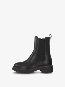 Tamaris Bottine Chelsea En Cuir - Noir | Bottines