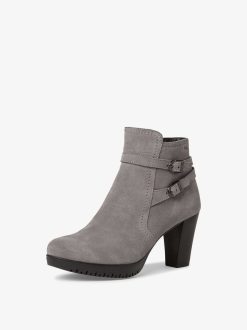 Tamaris Bottine En Cuir - Gris | Bottines