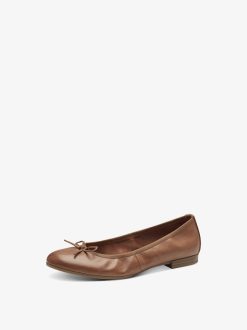 Tamaris Ballerine En Cuir - Marron | Ballerines